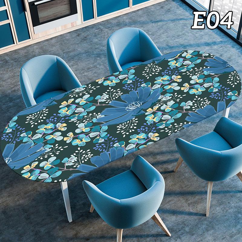 Oval Tablecloth Table Cover Waterproof Oil-Proof Elastic Kitchen Dining Room Wedding Party Table Cover Outdoor Picnic Camp Decor