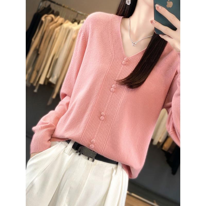 V-neck Sweater Women's Autumn and Winter New Knitted Sweater Versatile and Thin Bottoming Shirt Wool Inner Top Women's Clothing