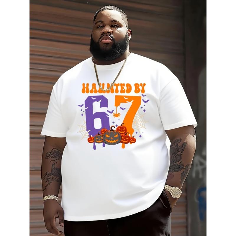 

European Sizes Men S Fun 67 Graphic T-Shirt - Halloween Design T-Shirt Featuring The Number 67, Casual Round Neck Short Sleev... S разноцветный