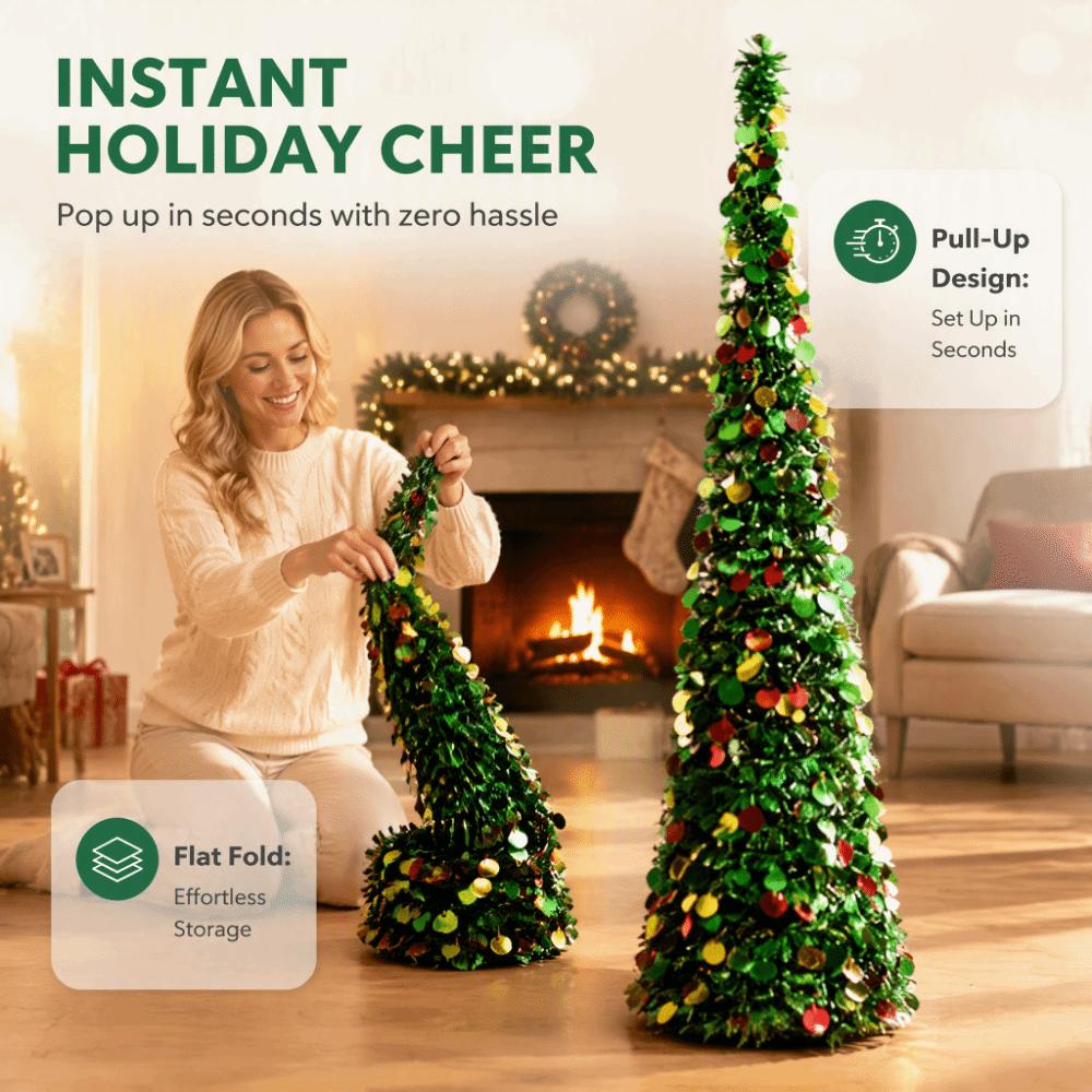 Foldable Pencil Christmas Tree Colorful Christmas Decor Retractable Christmas Tree Christmas