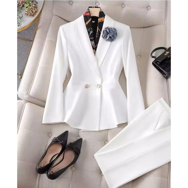 Women's Spring and Autumn Occupational Suit Design Temperament Suit Jacket + Western Pants Two Piece Set