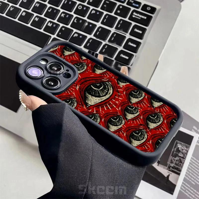 Trendy Spooky Scary Red Eye Soft TPU Phone Case For IPhone 17 Air 16 15 Pro Max 14 13 12 11 Plus Shockproof Bumper Durable Cover