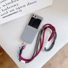 Simple Plain Leather Pattern Crossbody Lanyard Phone Case for Samsung Z Flip 6 5 4 3 Flip6 Flip5 Flip4 Flip3 5G Protective Cover