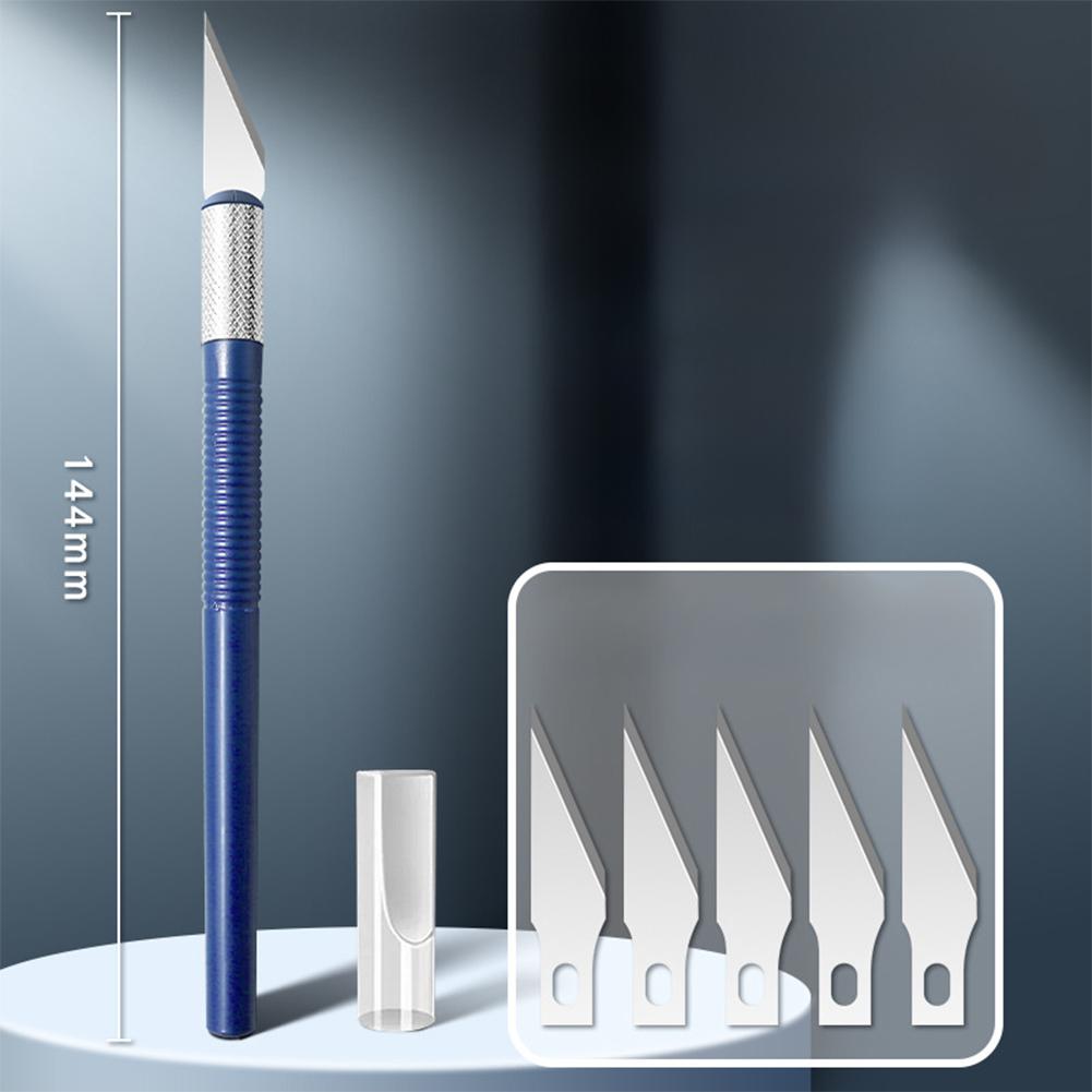 

5pcs Alloy Blade Graver Carving Knife Engraving Cutter Carving Sculpture Paper Knife Art Tools Students Office Stationery синий