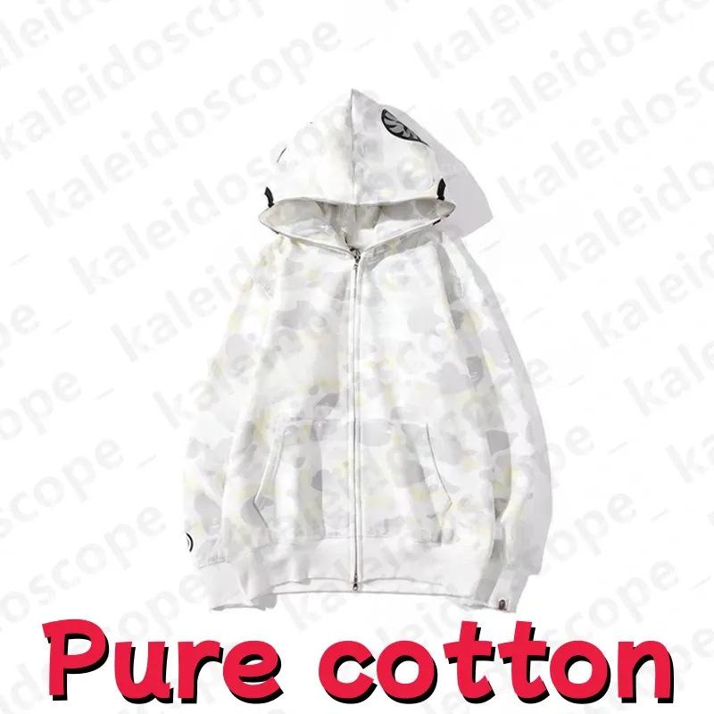 In-Stock Luminous Shark Head Camouflage Double Hood Sweatshirt - Unisex Fleece-Lined Autumn/Winter Outerwear