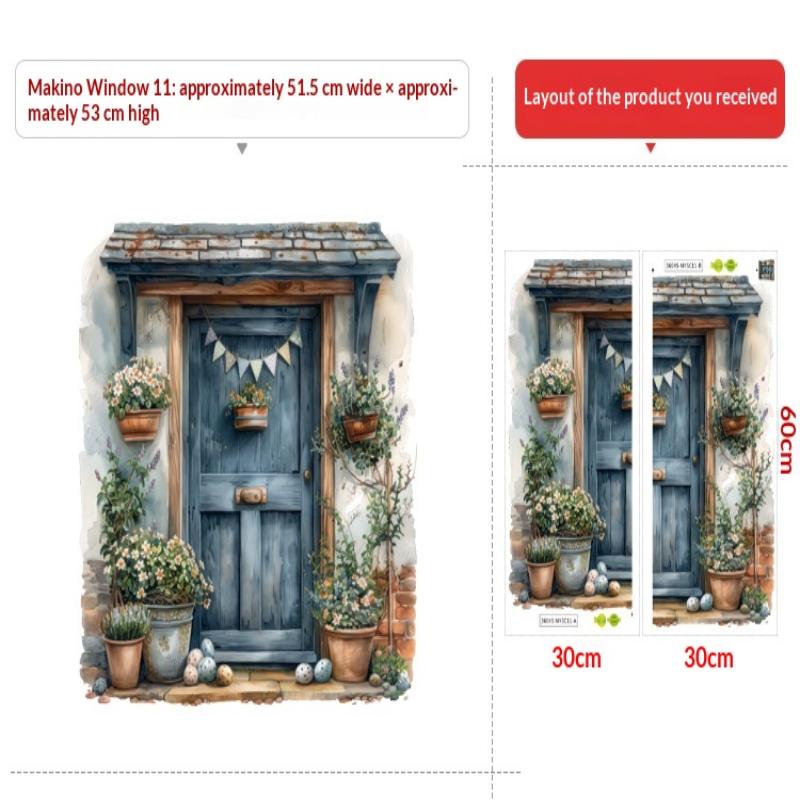 1 Stück Fenster-Landschafts-Druck PVC Flach 2D Selbstklebend Simulation Wandaufkleber Wohnzimmer Wandkunst Dekor