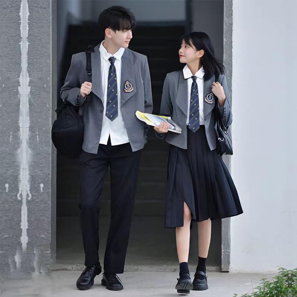 [FASELE] Necktie, Unisex, Men's, Women's, Girls', Boys', Striped, Crown Pattern, Student, High School Student, Campus Fashion, Stylish, Gift,