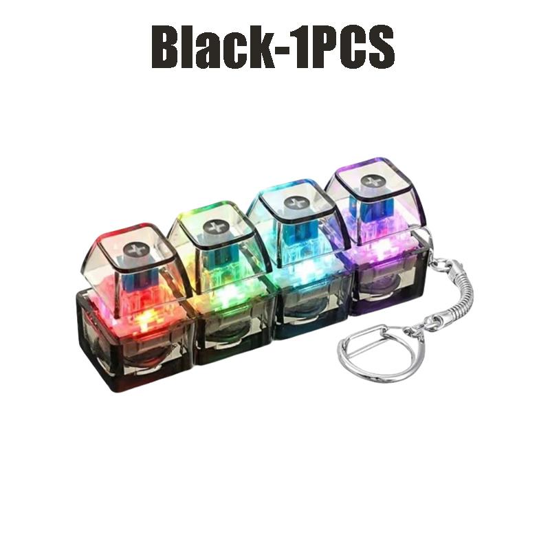 Led Light-Up Keychain Keyboard Clickable Button Fidget Toy For Stress Anxiety Relief Portable Desk Accessory Office Decor Gift