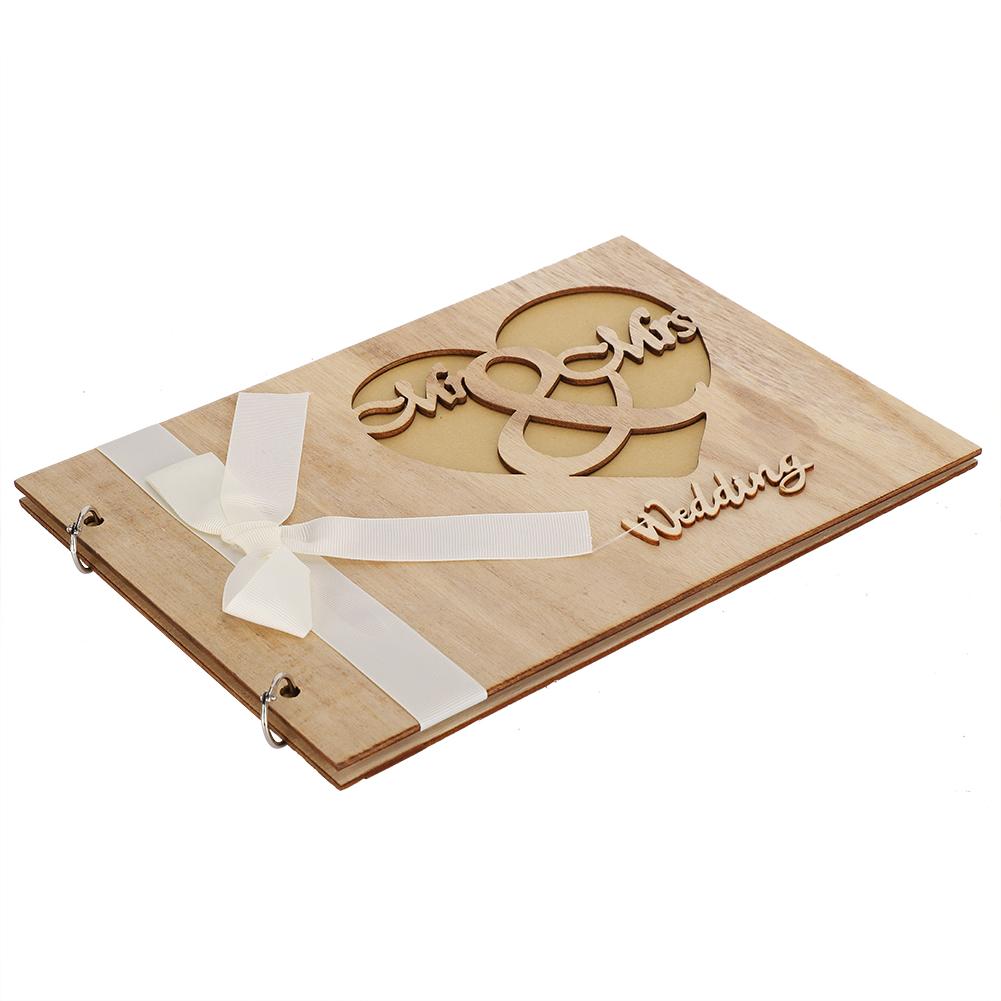 Wooden Wedding Guest Book Album Sign Notebook Wedding Anniversary Decoration SupplyType 2