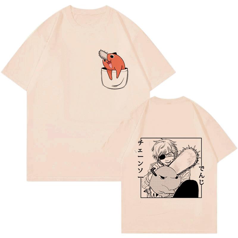 Unisex Mange Y2k Kleidung Japanischer Anime Chainsaw Man T-Shirt 90er Lustiges Pochita T-Shirt Makima Harajuku Grafik-T-Shirts Tops T-Shirt