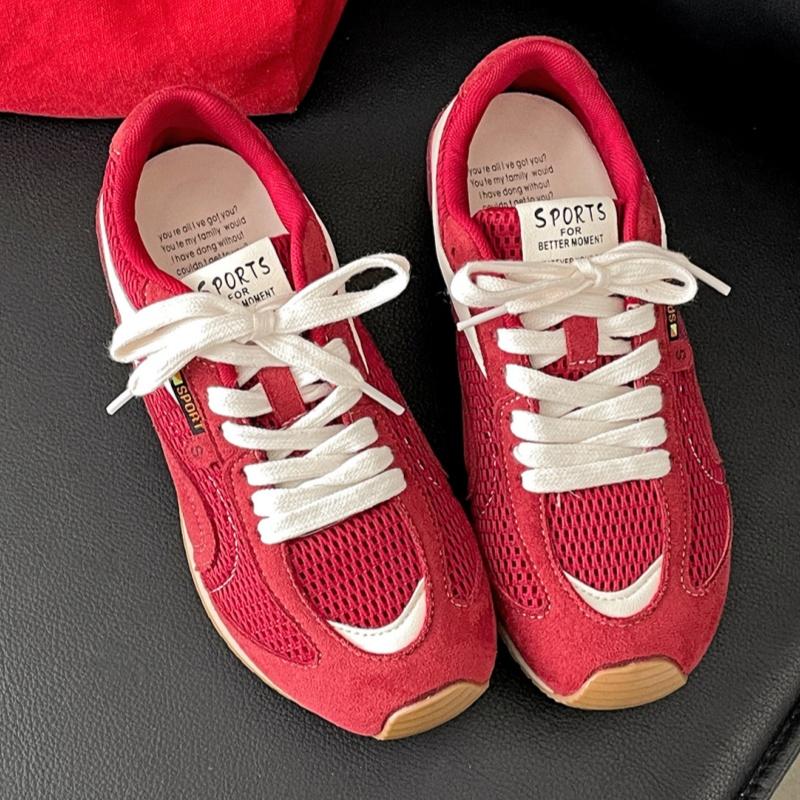 Fashion Women's Running Shoes 2025 New Mesh Breathable Casual Sneakers Lace Up Anti-Slip Retro Sports Shoes Versatile Low Top Sneakers