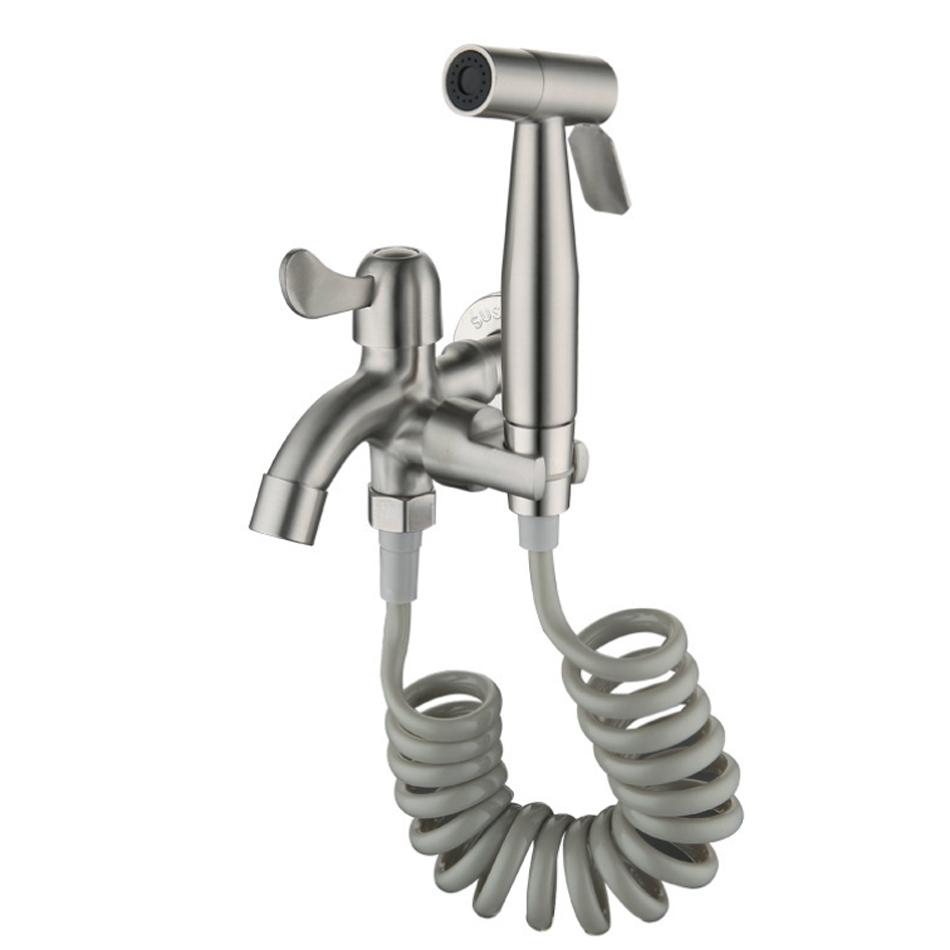 

Смеситель для унитаза и биде из нержавеющей стали 304, настенный ручной пистолет-распылитель для ванной комнаты, ручной распылитель, душевая лейка, самоочищающаяся