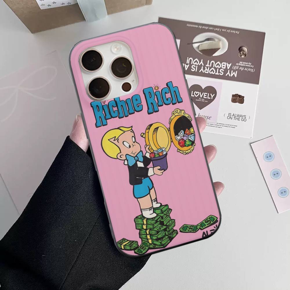 Cartoon Richie Rich For IPhone 15 16 17 14 13 12 11 Pro Max 16E 16 Plus 17 Air Corrugated Shockproof Phone Cover