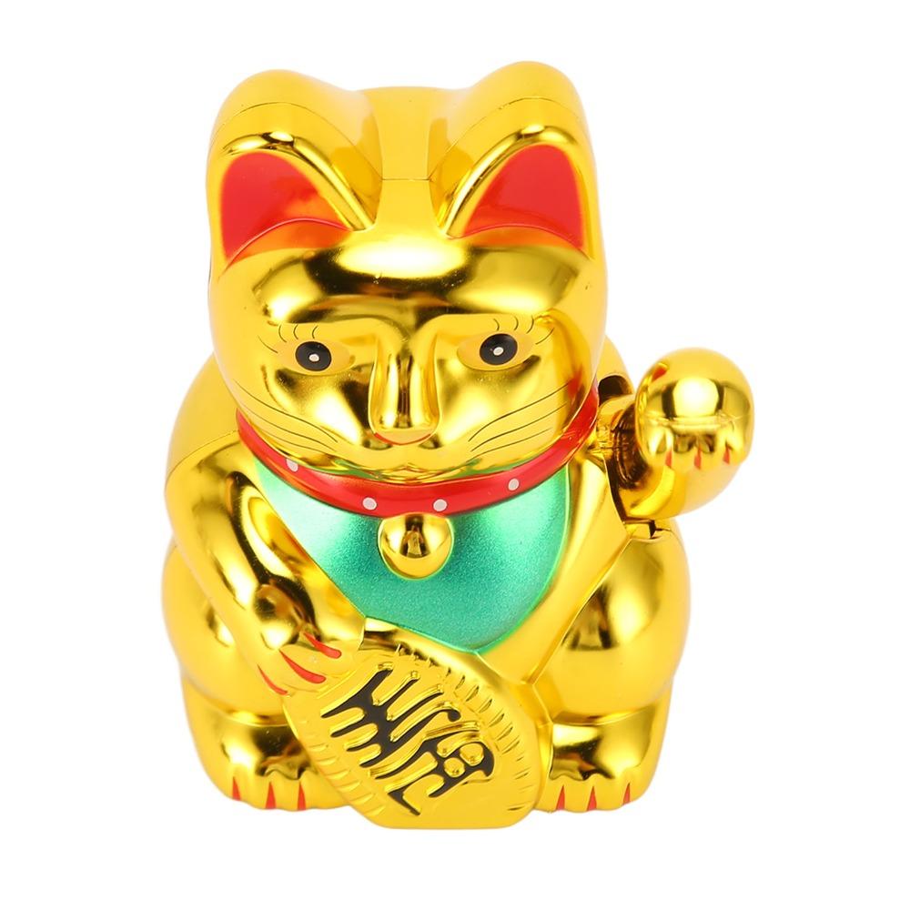 4in Feng Shui Fortune Cat Golden Car Dashboard Cat Ornament Car Interior Ornament