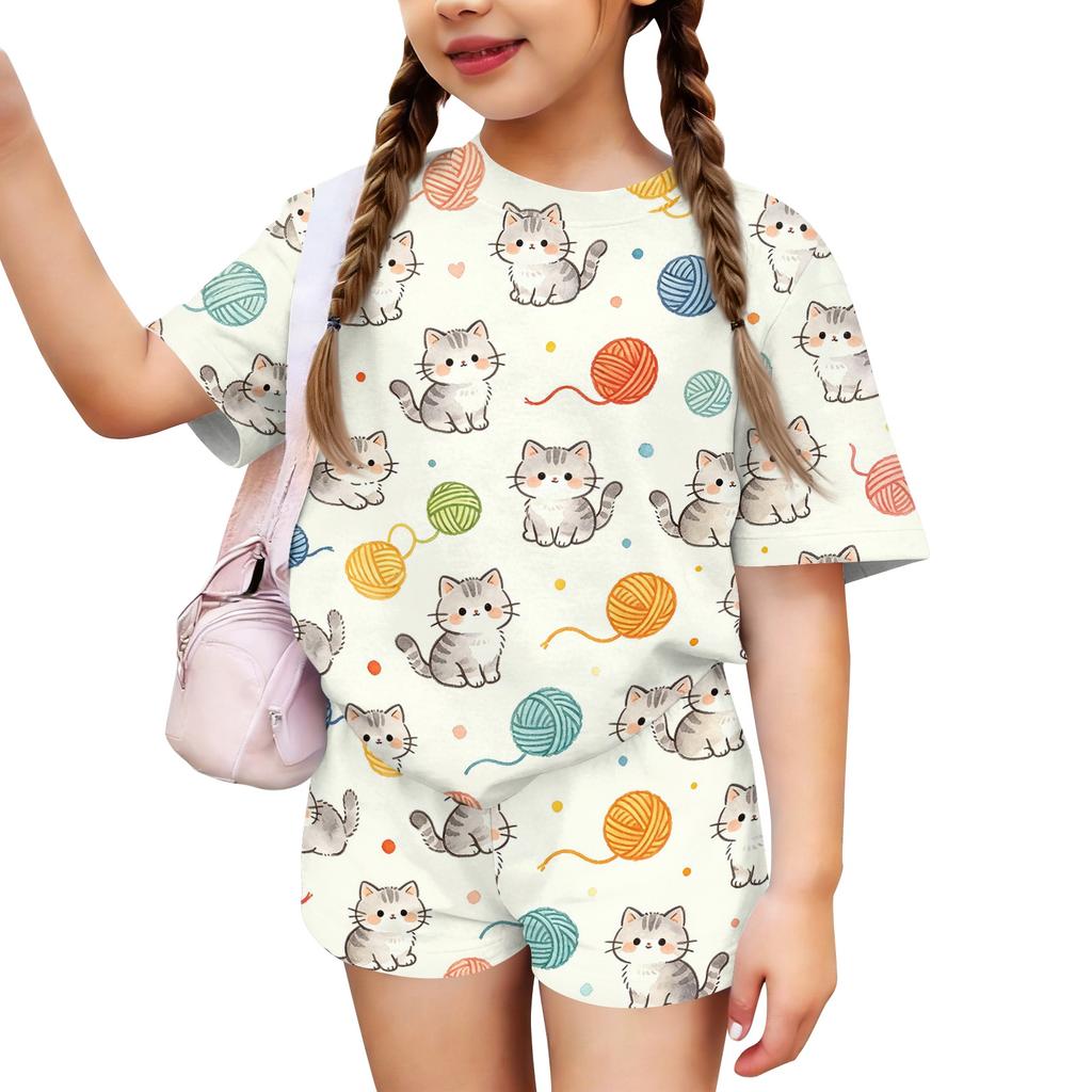 Kids Casual Short Sleeve Shirt and Shorts Set Animal Print Comfortable Lightweight Summer Outfit for Boys and Girls