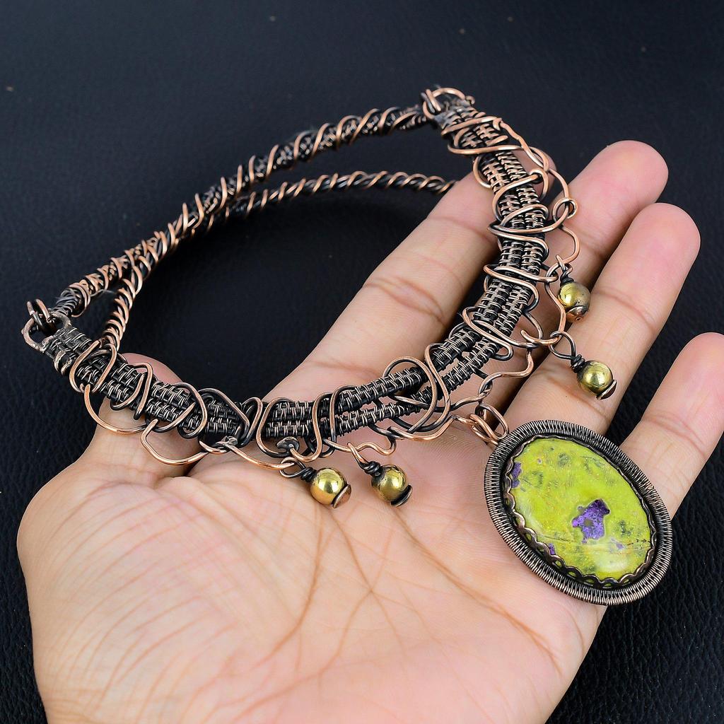 Stichtite 999 Copper Wire Wrapped Necklace Adjustable, Chain Necklace Handmade Gemstone, Gift For Mom Antique Jewelry