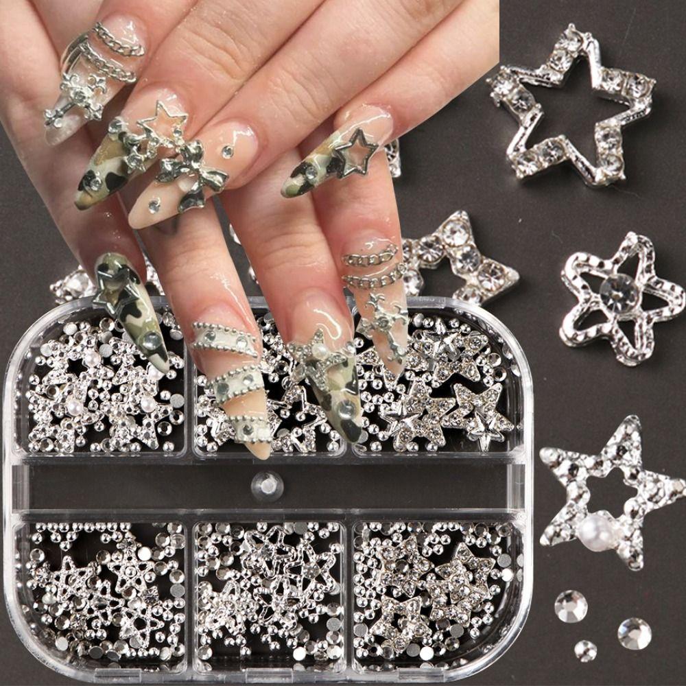 6 Grids DIY Nail Decor Metal Diamond Nail Charms New Nail Art Decorations Manicure Accessories