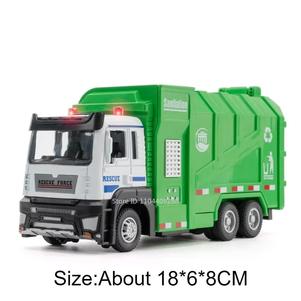 

1:32 Double Hook Obstacle Clearing Car Garbage Truck Model Toy Metal Diecast Pull Back Engineering Vehicle Models Boys Gifts