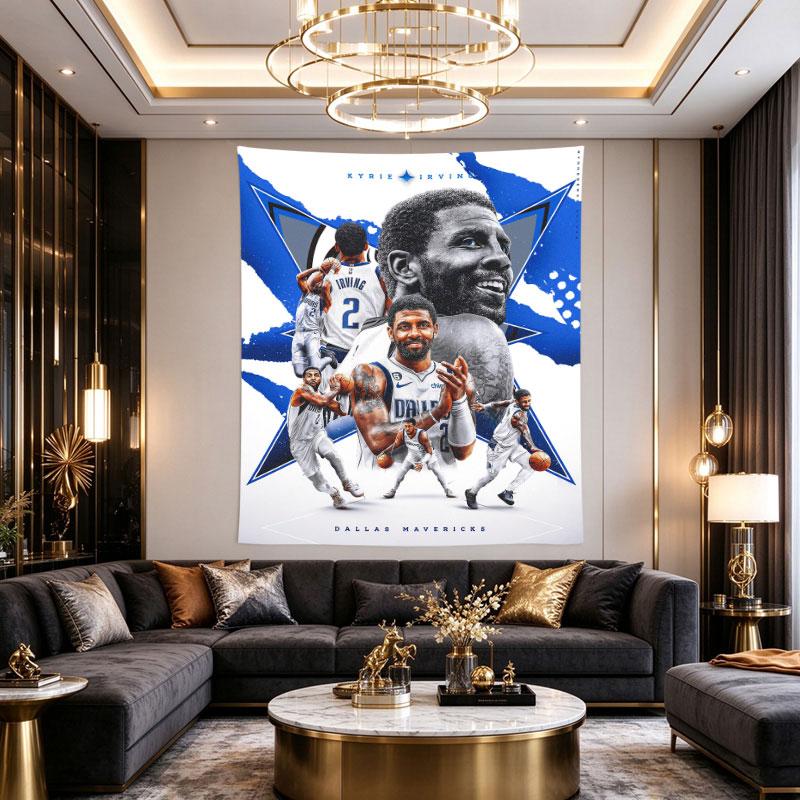 Kyrie Irving Dallas Mavericks 2 Basketball Collage Art Poster Blue Star