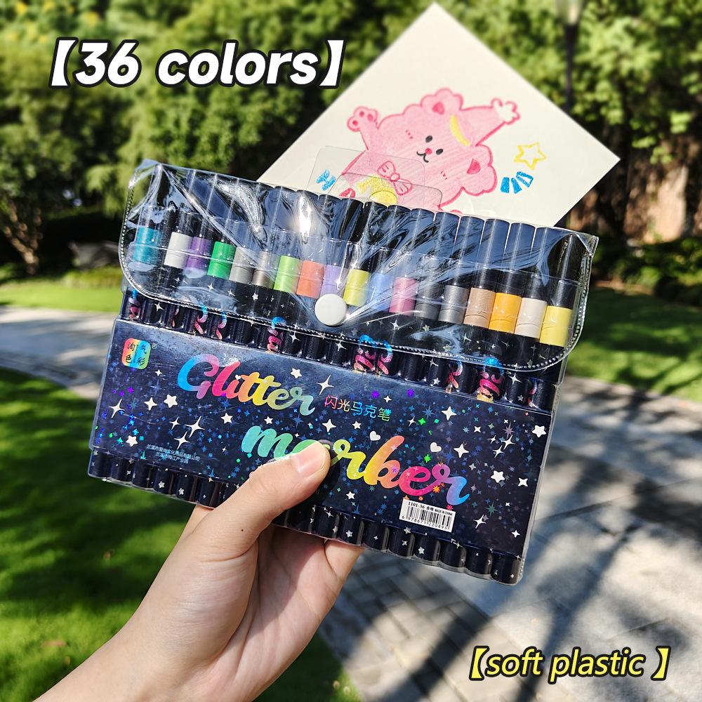48/36/24/12 Colors Single-tip Glitter Markers, Metallic Glitter Fine-tip Watercolor Pencils for Adult DIY Crafts,Cards,mugs