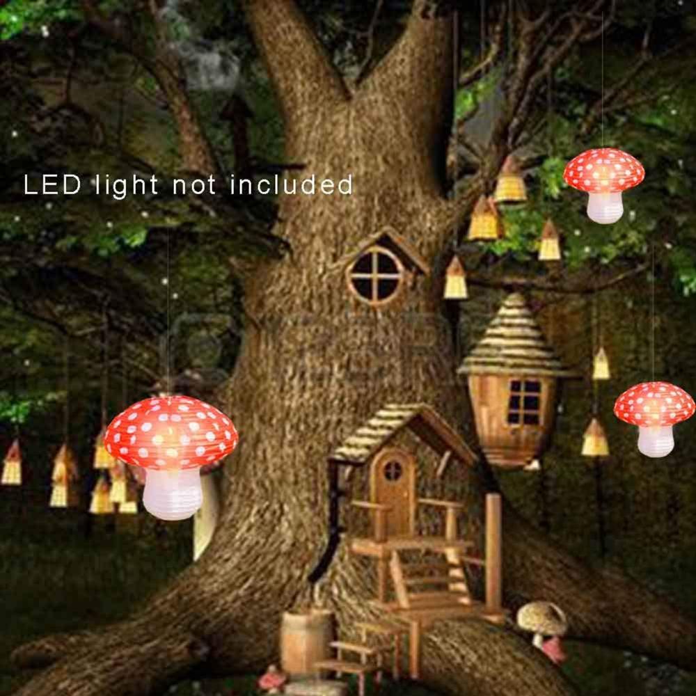 Birthday Party 3D Jungle Forest Backdrop Paper Lanterns Mushroom Hanging Decorations Party Supplies