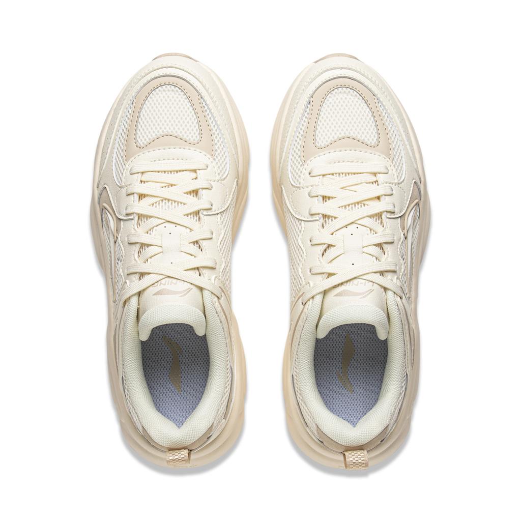 New LiNing Coconut Milk Cushioning, Slip Resistant, Abrasion Resistant Support Low Top Chunky Sneakers Women's Beige AGCV404-1