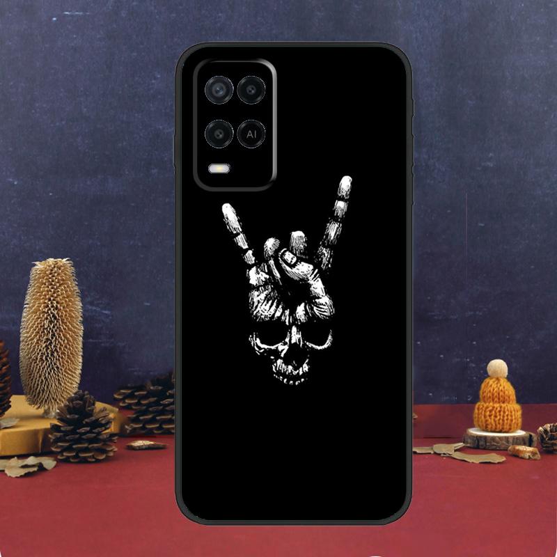 Rock and Roll Skull Case For Oppo A5 Pro A6 A15 A18 A38 A58 A78 A98 A54 A74 A94 A17 A57 A80 A60 A40 A16 A76 A96