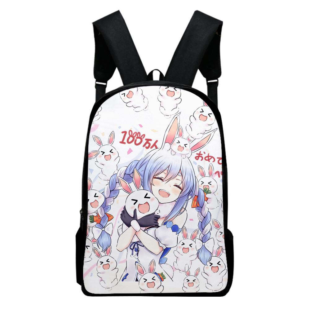 Classic Hololive Usada Pekora Notebook Backpacks pupil School Bags 3D Print Oxford Waterproof Boys/Girls Laptop Backpacks