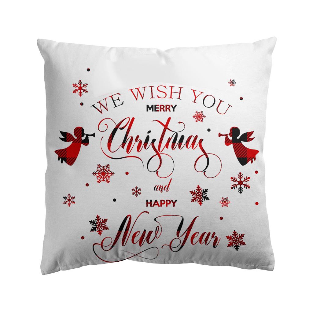 

Christmas Flax Soft Pillowcase Sofa Waist Throw Pad Cover Home Decoration One Size
