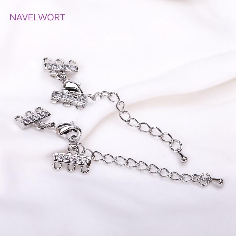 18K Gold Plated 3 Row Clasps with Lobster Extend Chain For Bracelet Necklace Making Findings,DIY Accessories Wholesale