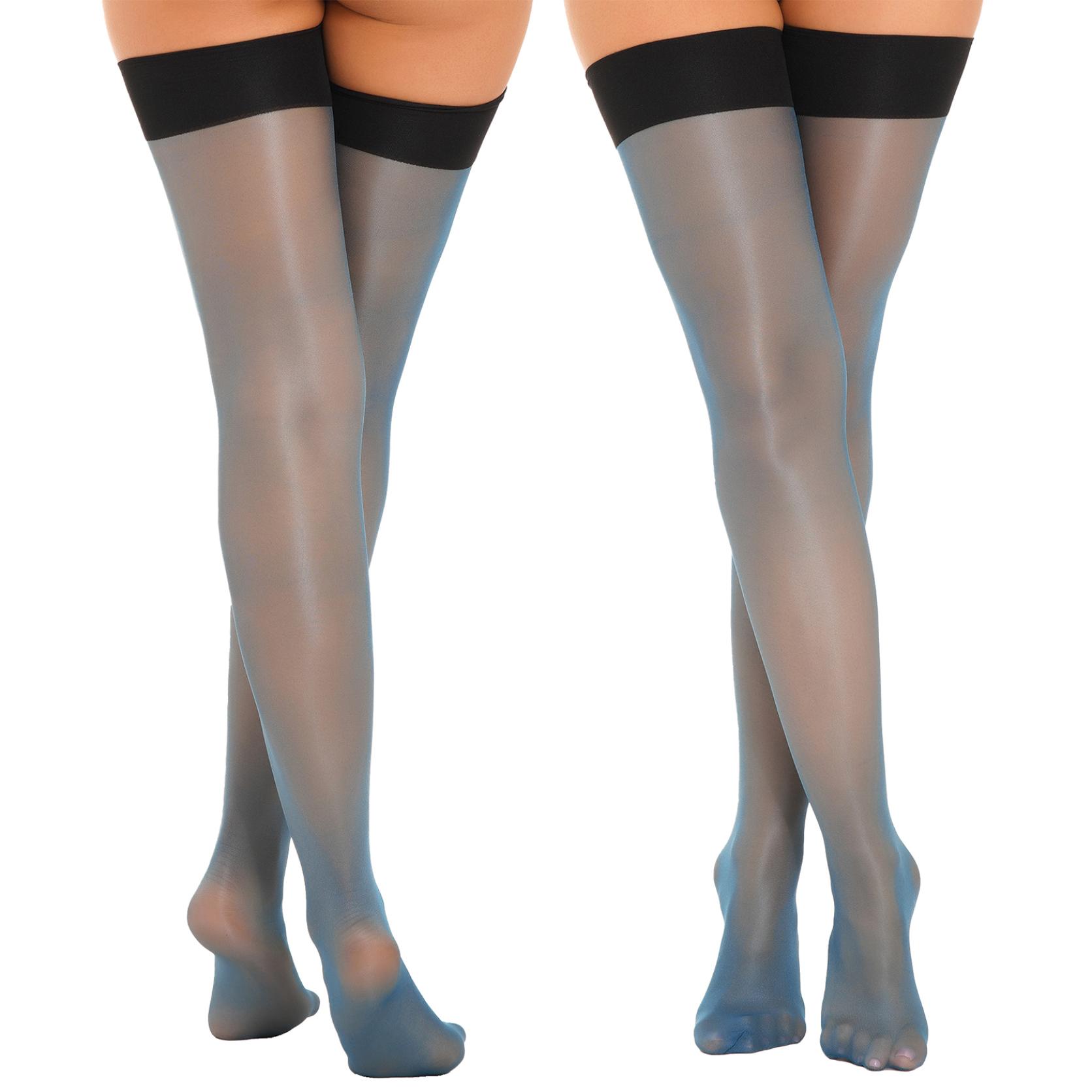 

Прозорі панчохи на стегнах Ультратонкі еластичні довгі шкарпетки вище коліна Колготки Косплей Костюм для вечірки One Size синій