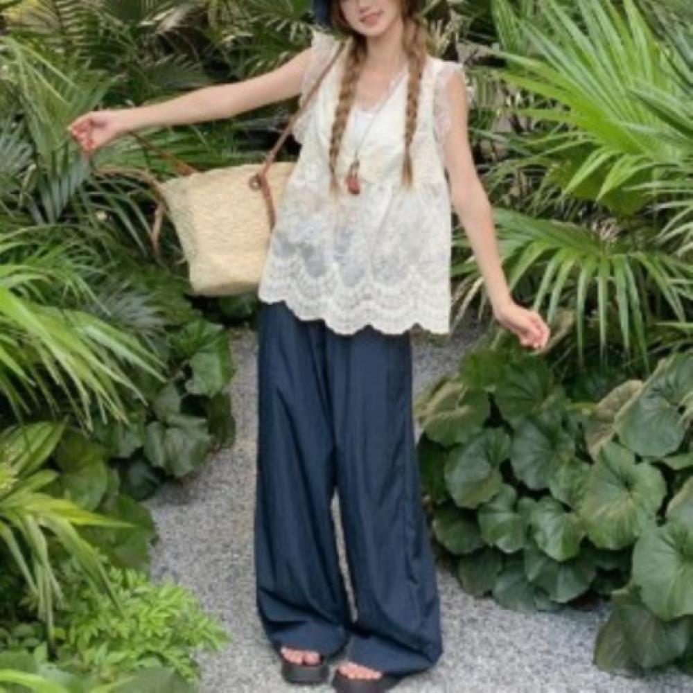 New ArriVals Open Run Women Lace V Neck sleeVeless Layered Blouse