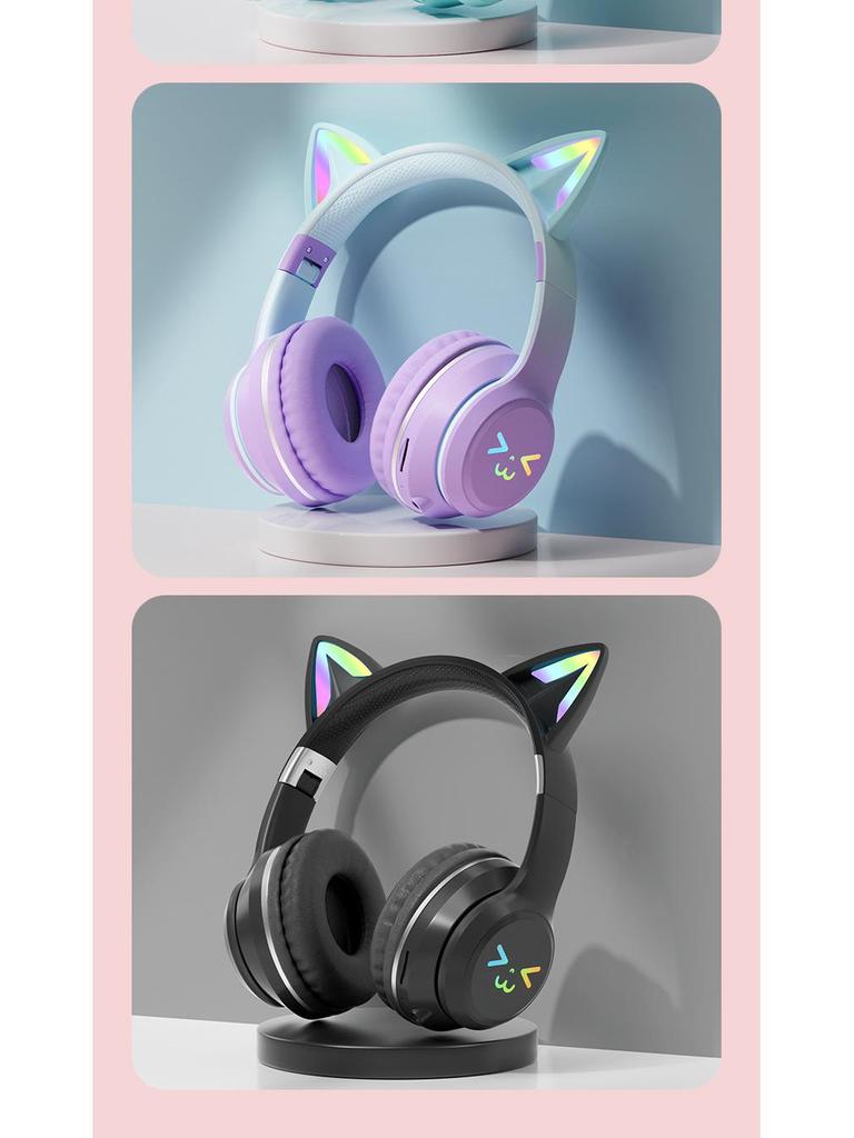 2025 Cat Ear Luminous Bluetooth Earphones with Long Battery Life & Stereo Sound