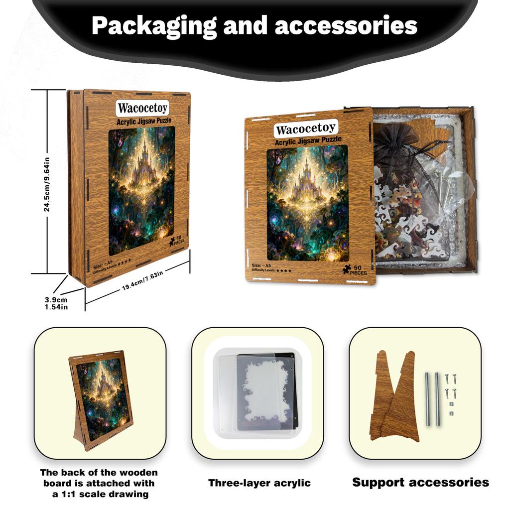 Magic Castle Puzzle Decorative Painting, Ornament Fantasy Fairy Tale Translucent Acrylic Puzzle