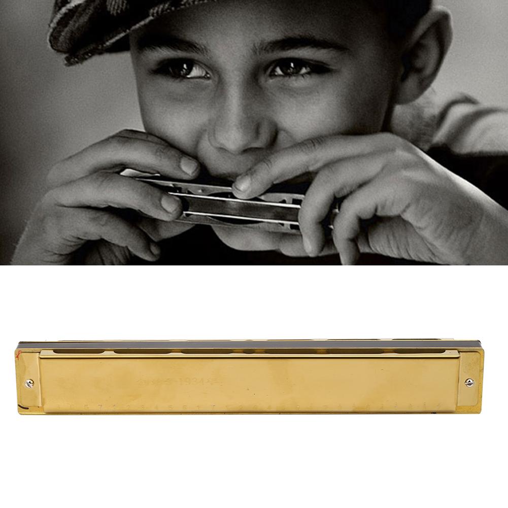 C Key Harmonica 28 Hole Wide Range Polyphony Type Stainless Steel ABS Material Mouth OrganGold