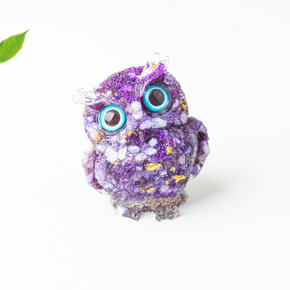 Figurine Hibou en Résine Cristal Pour Décoration Maison Bureau Cadeau Pour Amis Et Famille