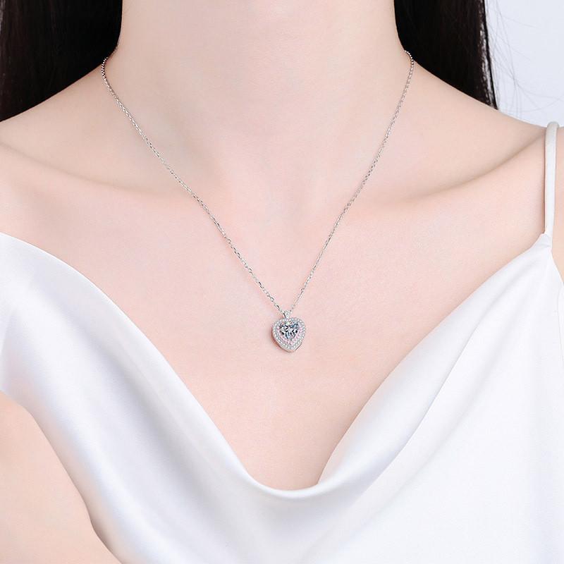 Pt950 Rose Gold Sterling Silver 1 CT Necklace High Clarity D Color VVS1 Heart Moissanite Pendant Necklace High Quality Jewelry