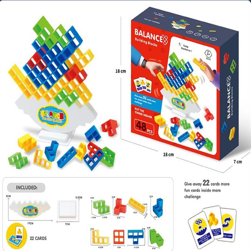 48Pcs/box Balance Buliding Blocks Games Kids Adults Swinging Tower Block Toys Family Parties Desktop Interactive Puzzle Stacking