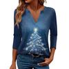 Women's Casual Fashionable Sexy Comfortable V-Neck Christmas Three-Quarter Sleeve Top