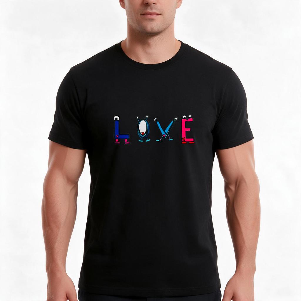 Wordbot Love Tshirt Summer Casual Cotton Tee Oversized Streetwear Tops Vintage Graphic Print Loose Fit Short Sleeve