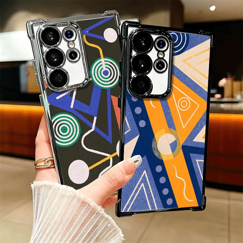 Abstract Geometry PopArt Desgin Soft Phone Case For Samsung Galaxy S26 Ultra S25 Edge S24 FE S23 Plus S22 S21 + S20 Plating Anti
