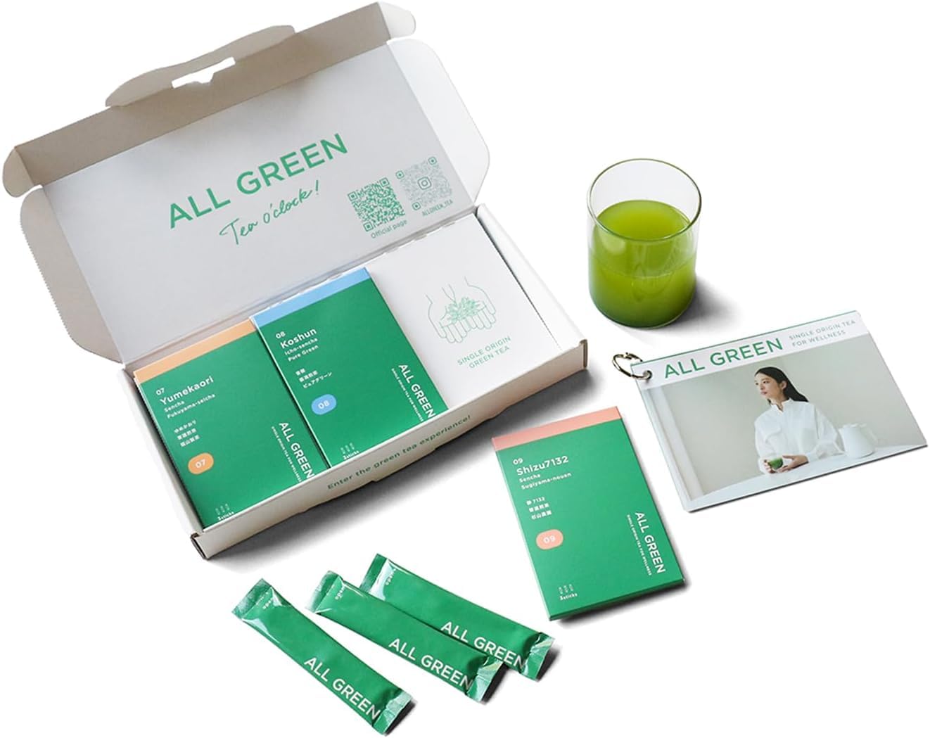 

ALL GREEN 3 вида x 3 упаковки Пробная серия Ассортимент Набор Зеленый чай в порошке Вкусный Полезный Маленький Подарок в подарочной коробке Ютака (11 Ябукита/12 Мидори/13