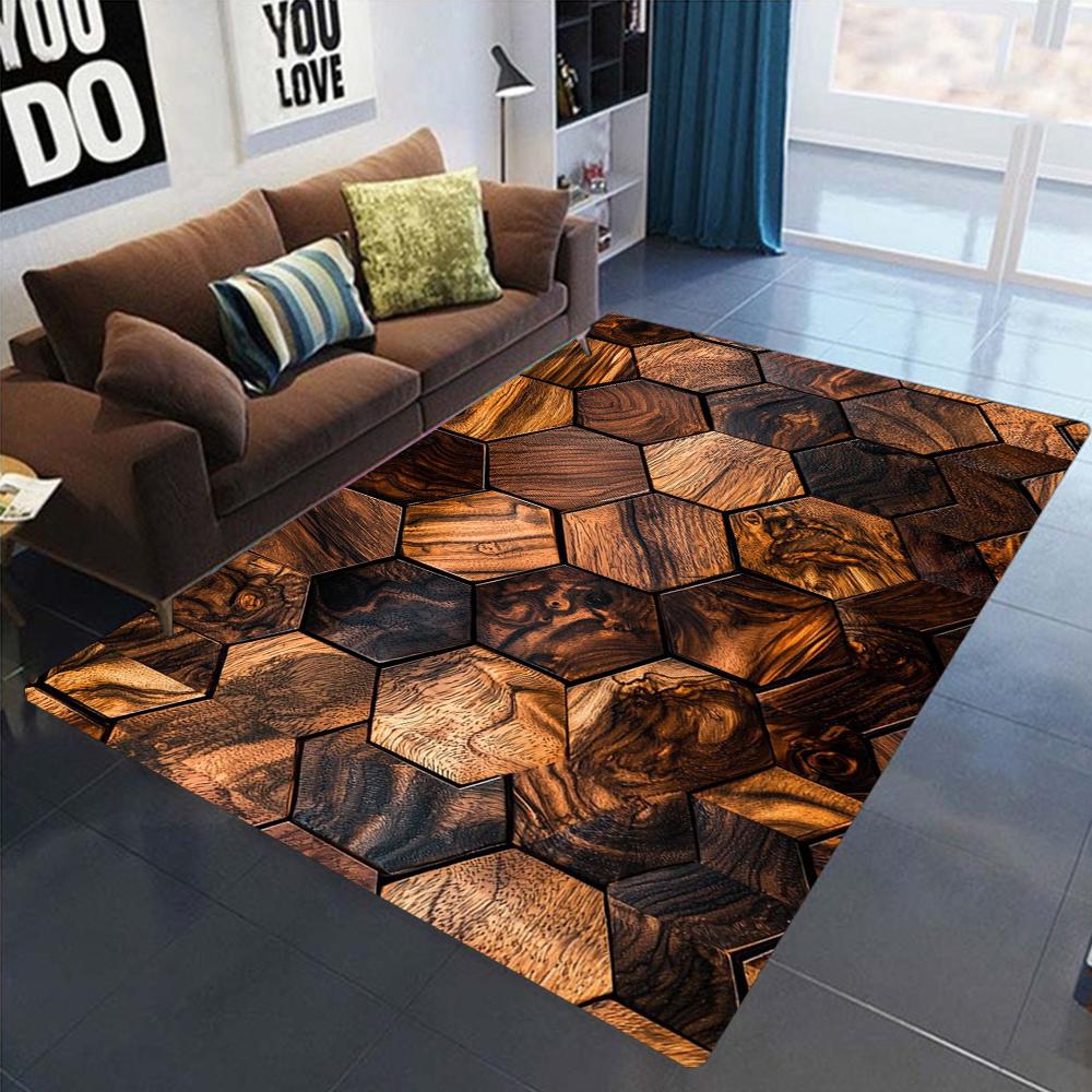 Aesthetic Beauty Hexagonal Graphic Printed Carpet Cute Area Carpet Home Decoration Anti Slip Door Mat Bedside Floor Washable Mat