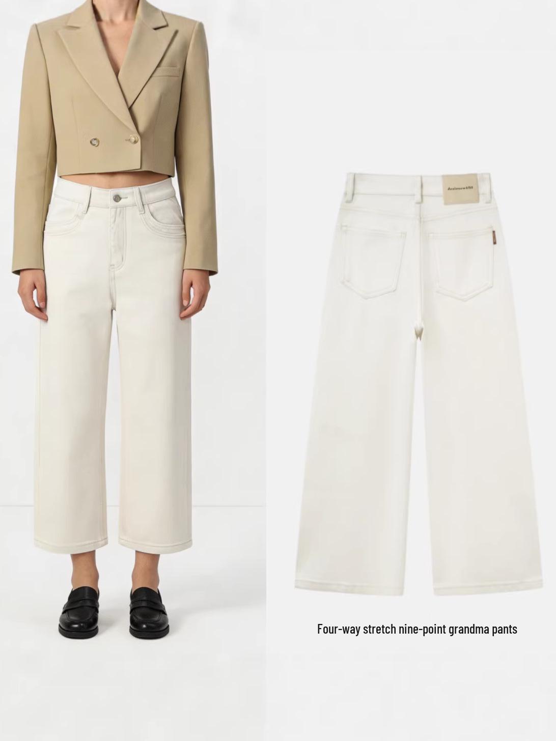 Tencel White High Waist Straight Leg Jeans – Women s Spring 2026 Cropped Casual Pants 27