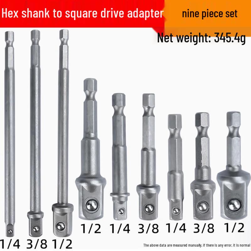 Socket Head Connection Rod: Hex Shank to Square Drive Adapter for Electric Wrench and Hand Drill