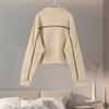 New Casual Set Women Longsleeved Half High Collar Cardigan Sweater Lace Up Striped Pants Women Clothing Fashion Two Piece Suits