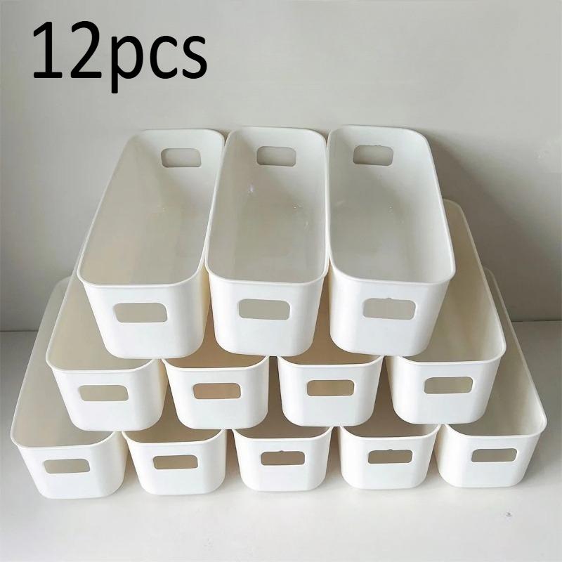 12 Piece Stackable Plastic Storage Box with Handle - A Multifunctional Storage Basket for Offices, Homes, and Wardrobes