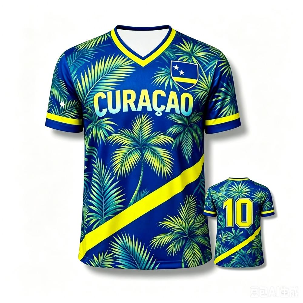 Hengyuan23 2026 Curacao Tribale Print Voetbalshirt Jersey Heren Dames Sport T-shirt Ge&iuml;nspireerd op het Nationale Team Casual Voetbal Tops voor Fans 4XL
