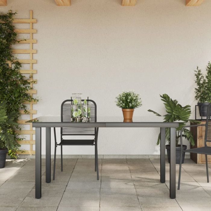 VidaXL Garden Table Black 150 X 90 X 74 Cm Aluminium and Glass