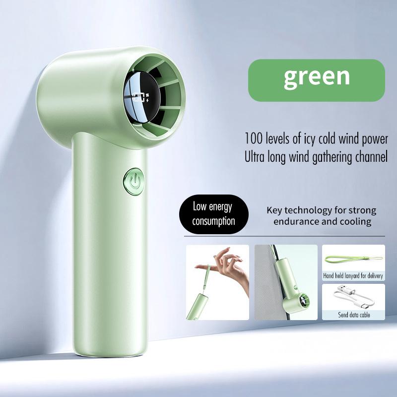 

New Portable Mini Handheld Small Fan Usb Charging Digital Display Outdoor Portable High Wind Power Portable Silent Electric Fan